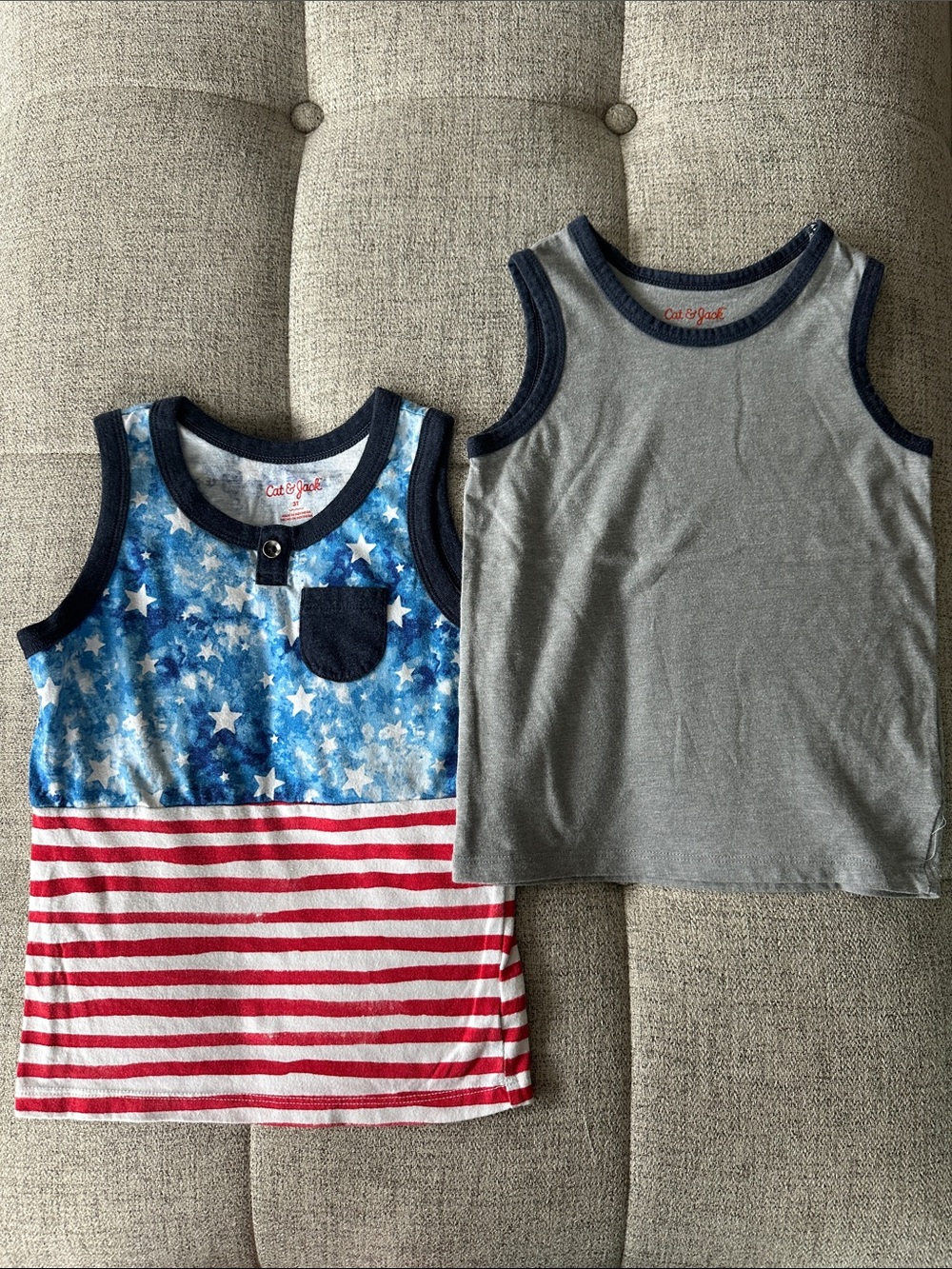Cat & Jack Blue/Red and Gray/Navy Boys Tank Top Set